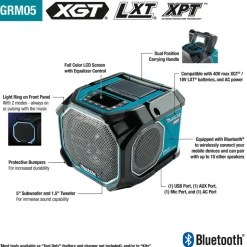 Battery Charger, Bluetooth Speaker, Compact & Cordless, LCD