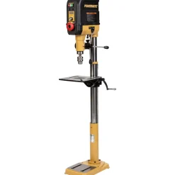 Bench Drill Press: 15" Swing, Geared Head, Variable Speed Pulley, 120V, Single Phase