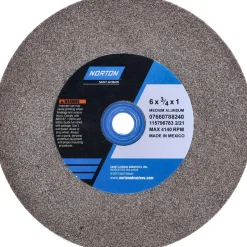 Bench & Pedestal Grinding Wheel: 6" Dia, 3/4" Thick, 1" Hole Dia, Aluminum Oxide