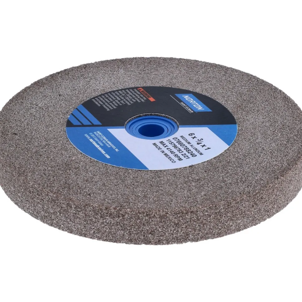 Bench & Pedestal Grinding Wheel: 6" Dia, 3/4" Thick, 1" Hole Dia, Aluminum Oxide