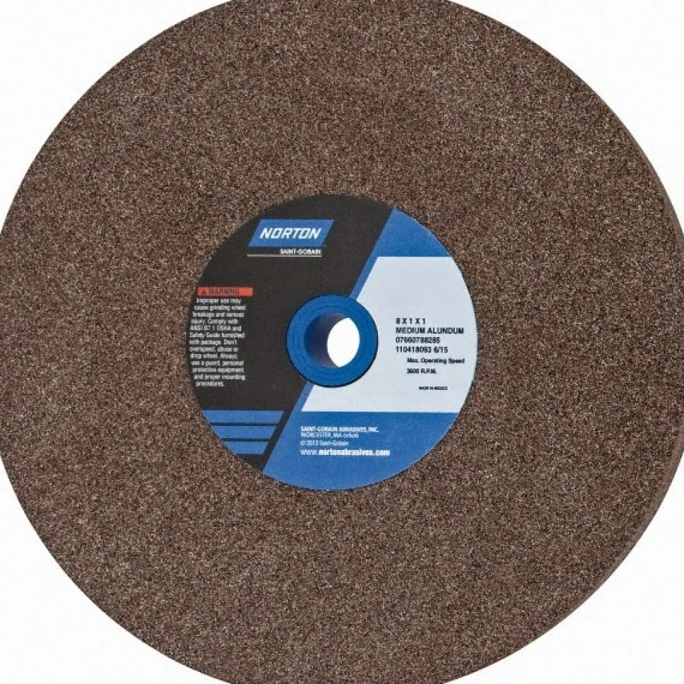 Bench & Pedestal Grinding Wheel: 8" Dia, 1" Thick, 1" Hole Dia, Aluminum Oxide