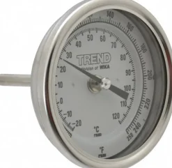 Bimetal Dial Thermometer: 0 to 250 ° F, 2-1/2" Stem Length