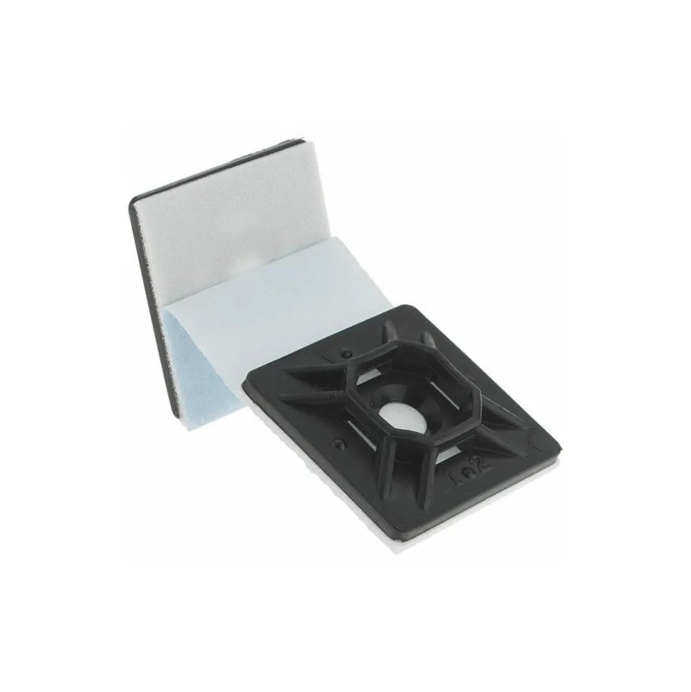 Black, Nylon, Four Way Cable Tie Mounting Pad