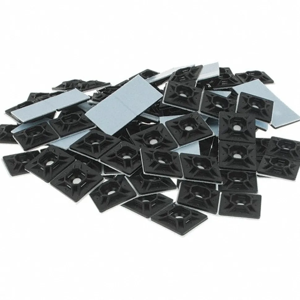 Black, Nylon, Four Way Cable Tie Mounting Pad