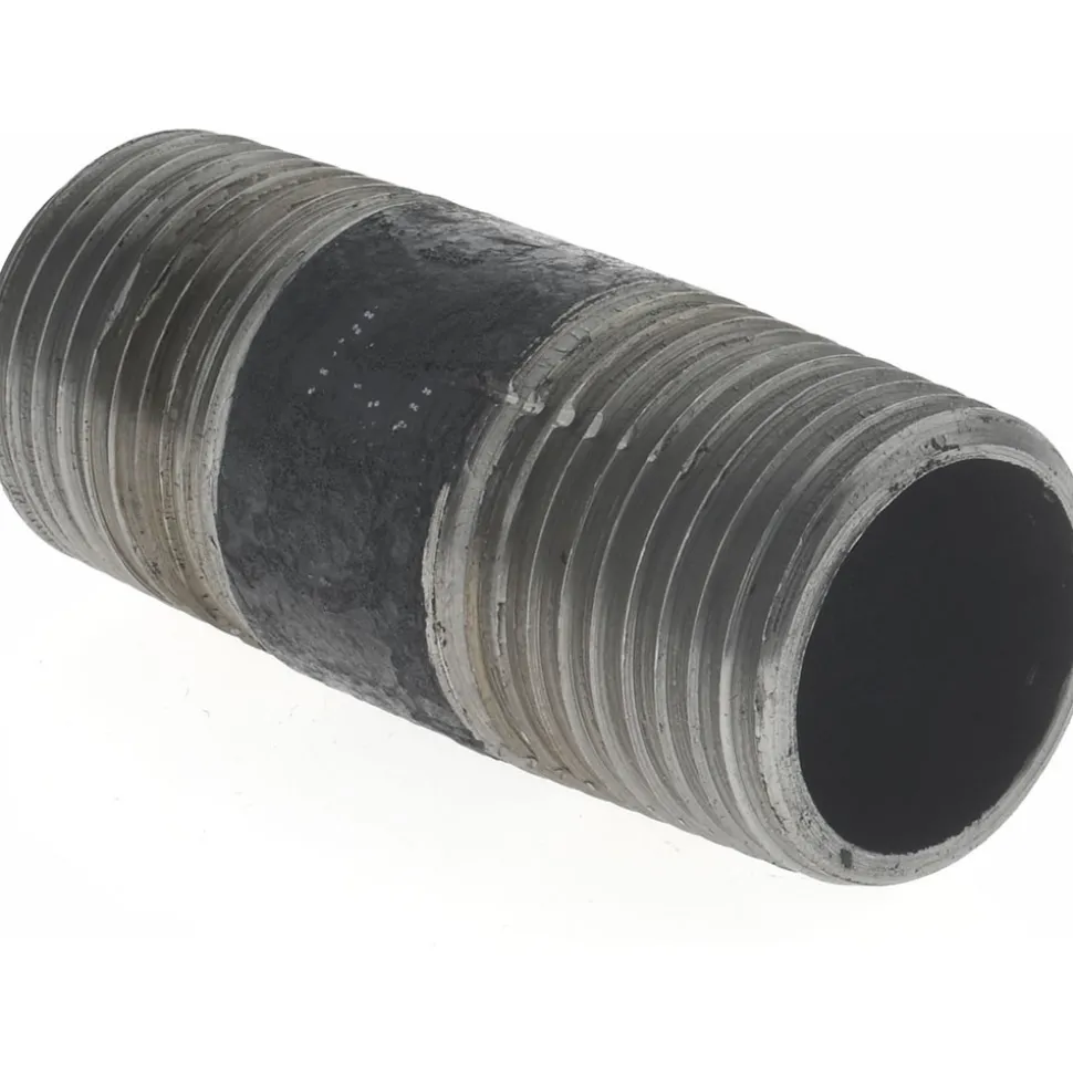 Black Pipe Nipple: 1/2" Dia x 2" Long, Schedule 40