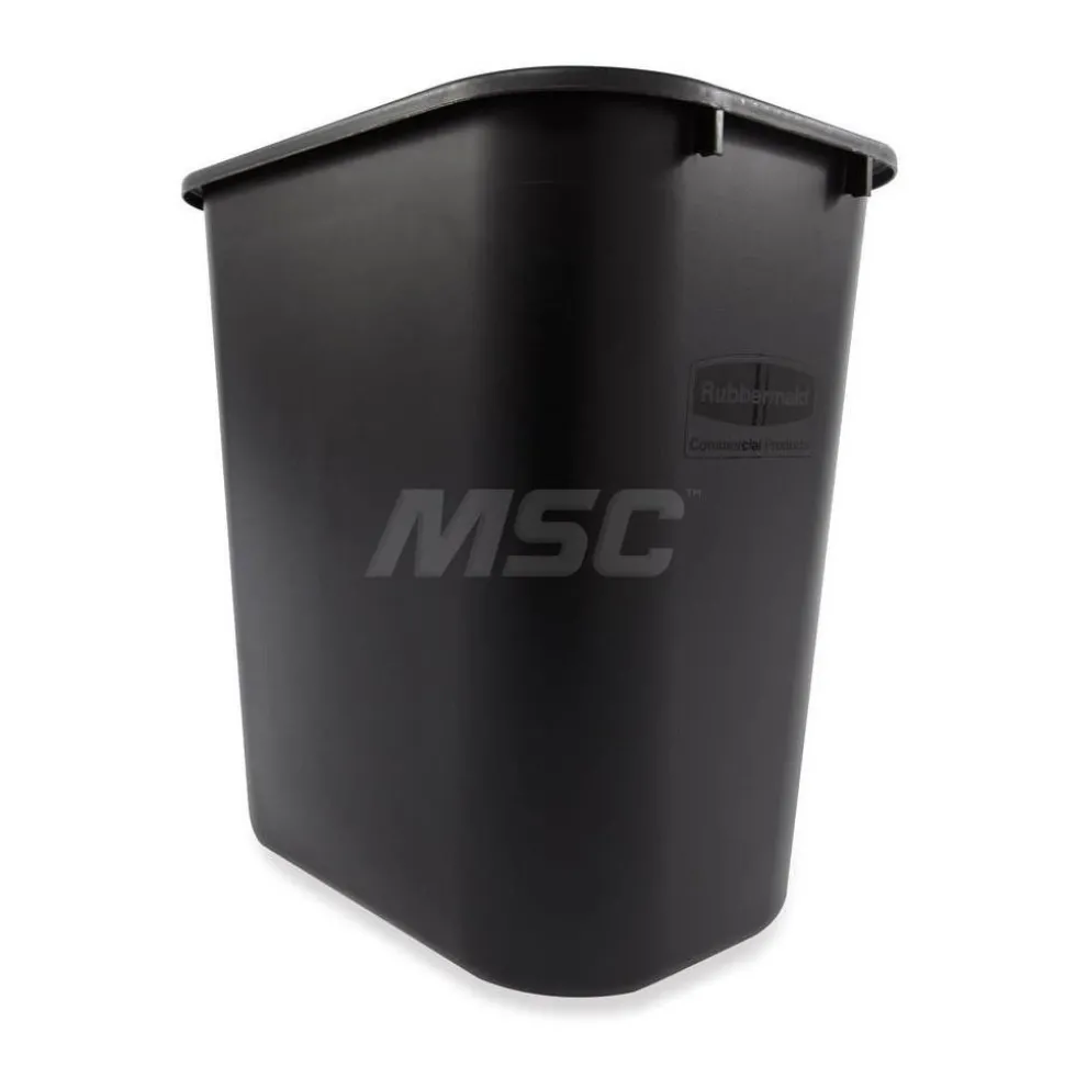 Black Wastebasket Trash Container, 28 Qt