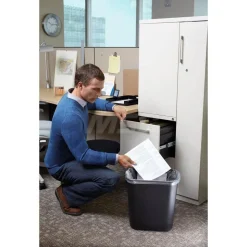 Black Wastebasket Trash Container, 28 Qt