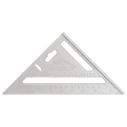 7" Blade Length, Buffed Finish, Aluminum Rafter Square