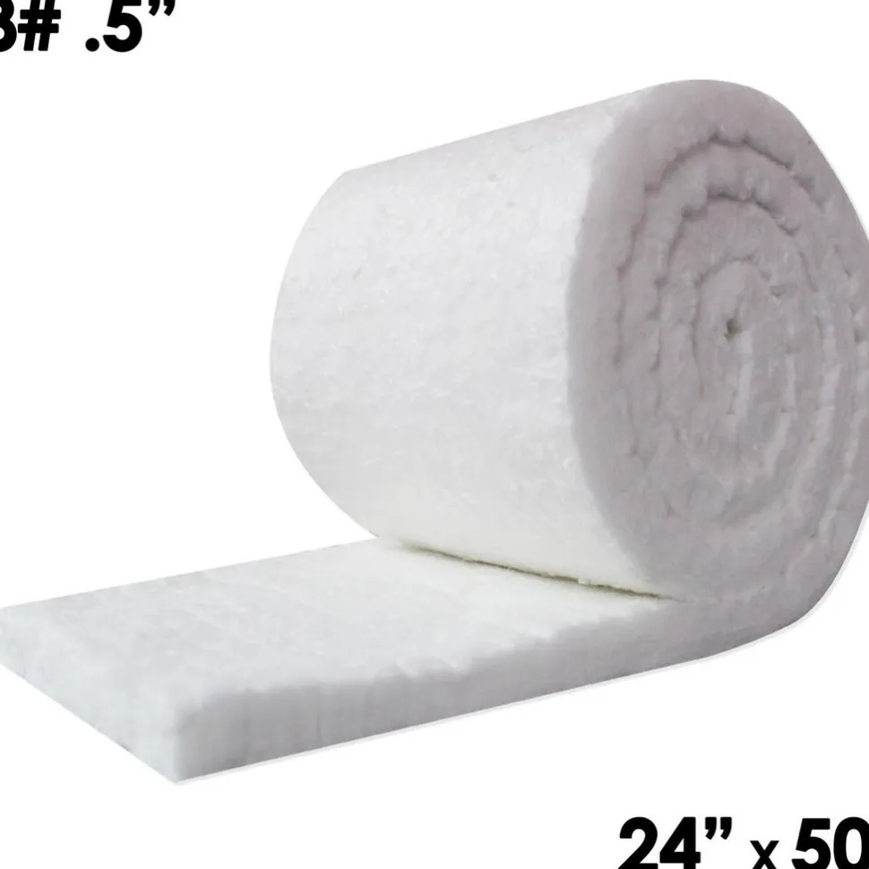 Blanket Insulation: Material: Fiber, Ceramic; Density (Lb./Cu. Ft.): 8; Shape: Roll; Thickness: 0.5