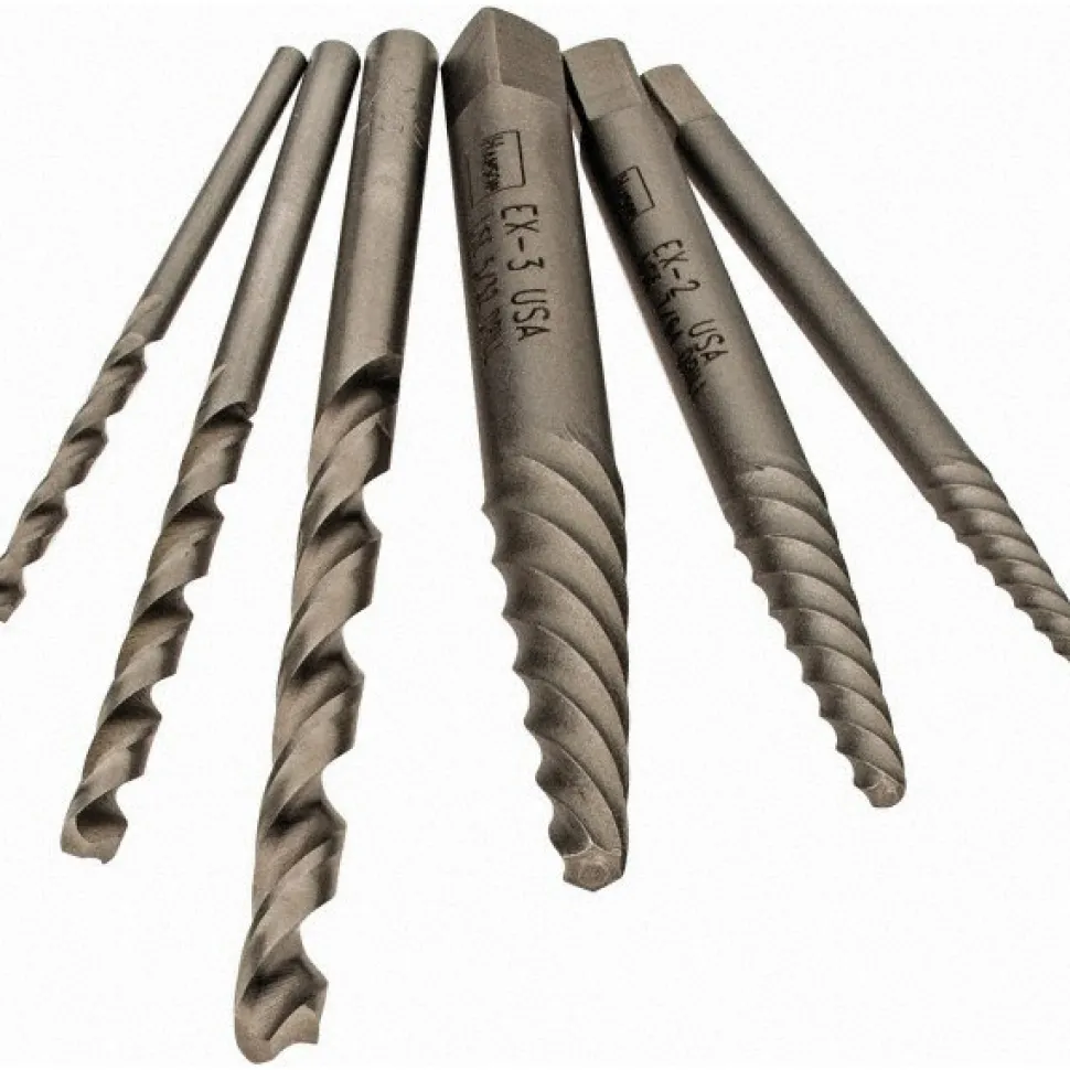 Bolt & Screw Extractor Set: Spiral Flute Screw Extractor