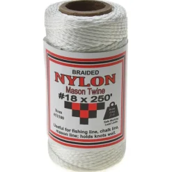 Braided Seine Twine: #18 Twine Dia, Nylon, White