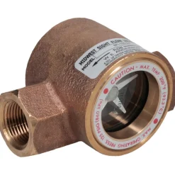Bronze Body Sight Flow Indicator: 3/4" NPT, 125 psi, Use with Gas & Liquid