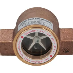Bronze Body Sight Flow Indicator: 3/4" NPT, 125 psi, Use with Gas & Liquid
