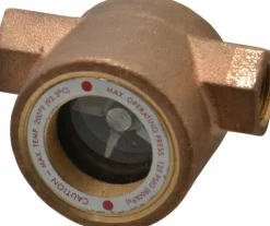 Bronze Body Sight Flow Indicator: 3/8" NPT, 125 psi, Use with Gas & Liquid