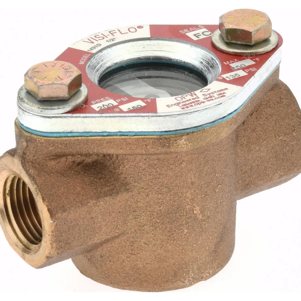 Bronze Body Visi-Flo Sight Flow Indicator: 1/2" NPTF, 200 psi, Use with Liquid