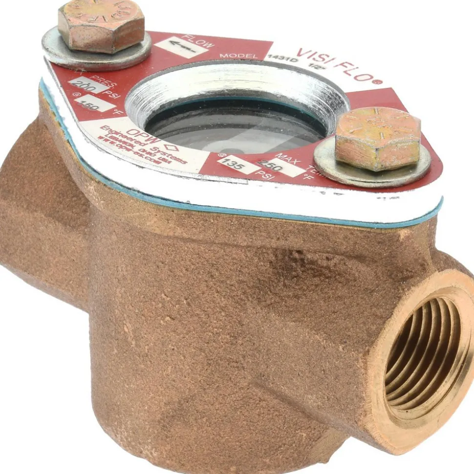 Bronze Body Visi-Flo Sight Flow Indicator: 1/2" NPTF, 200 psi, Use with Liquid