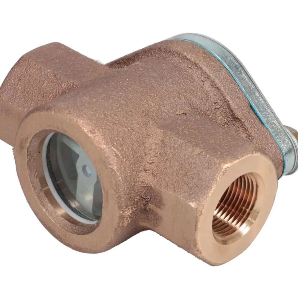 Bronze Body Visi-Flo Sight Flow Indicator: 3/4" NPTF, 200 psi, Use with Liquid