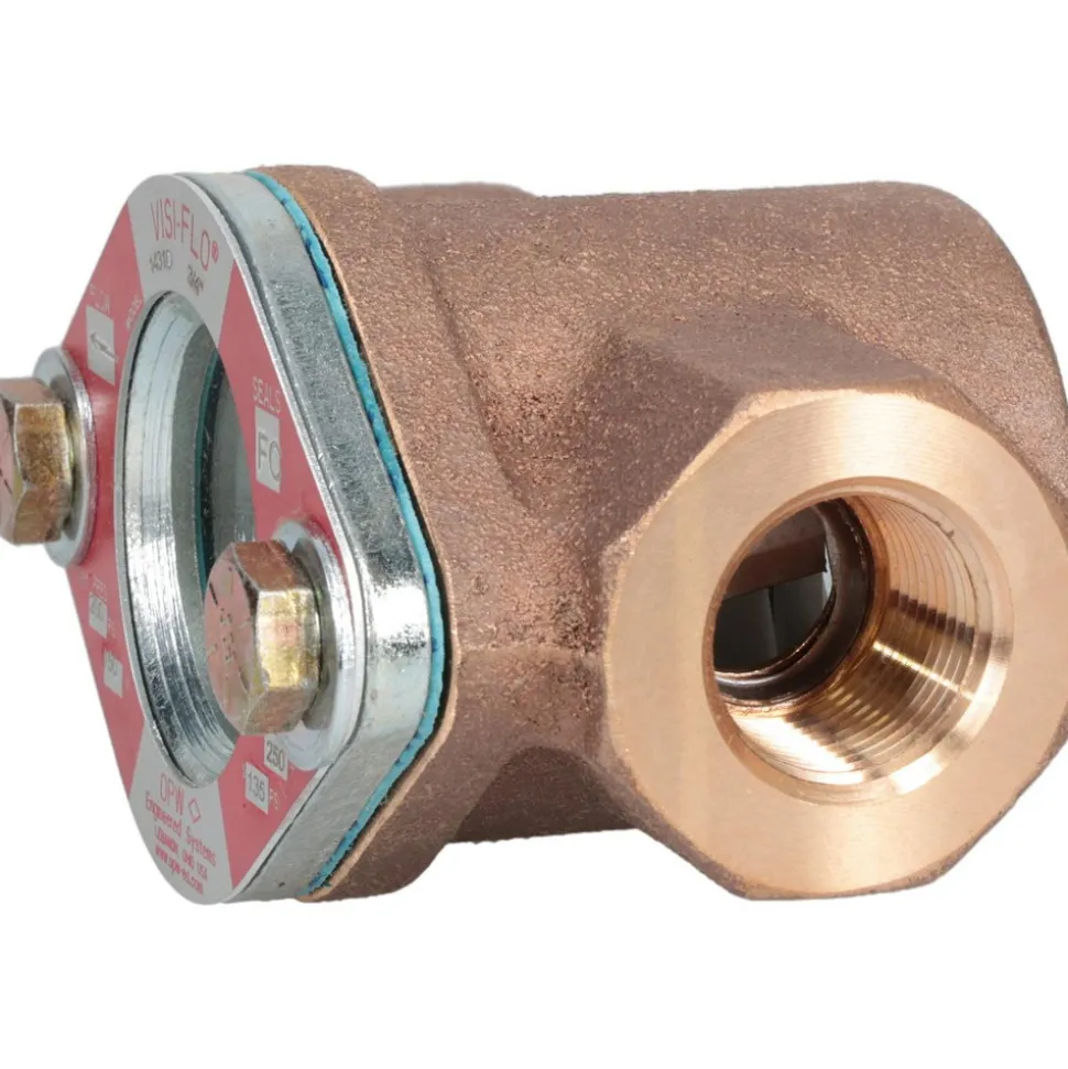 Bronze Body Visi-Flo Sight Flow Indicator: 3/4" NPTF, 200 psi, Use with Liquid