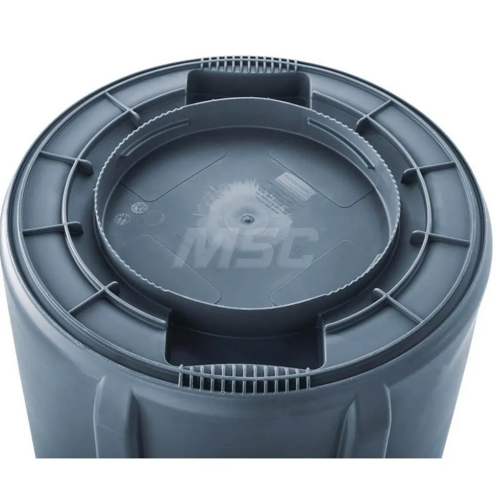 BRUTE 32 Gal Vented Trash Container, Gray