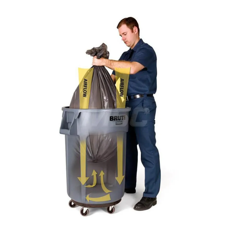 BRUTE 32 Gal Vented Trash Container, Gray