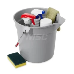 BRUTE 10 Qt, Round Bucket, Heavy-Duty Construction, Gray