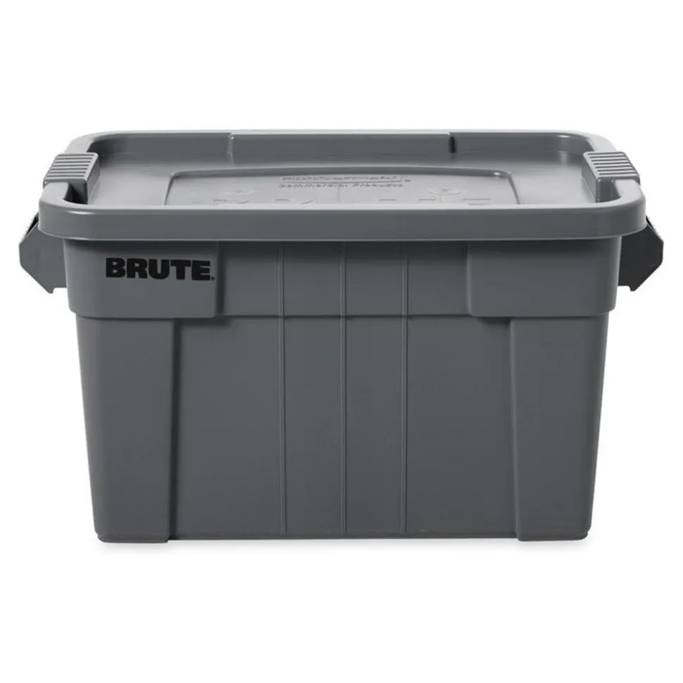 BRUTE Tote Storage Container with Lid-included, 20-Gallon, Gray, Rugged/Reusable Boxes