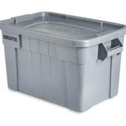 BRUTE Tote Storage Container with Lid-included, 20-Gallon, Gray, Rugged/Reusable Boxes