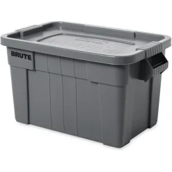 BRUTE Tote Storage Container with Lid-included, 20-Gallon, Gray, Rugged/Reusable Boxes