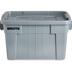 BRUTE Tote Storage Container with Lid-included, 20-Gallon, Gray, Rugged/Reusable Boxes