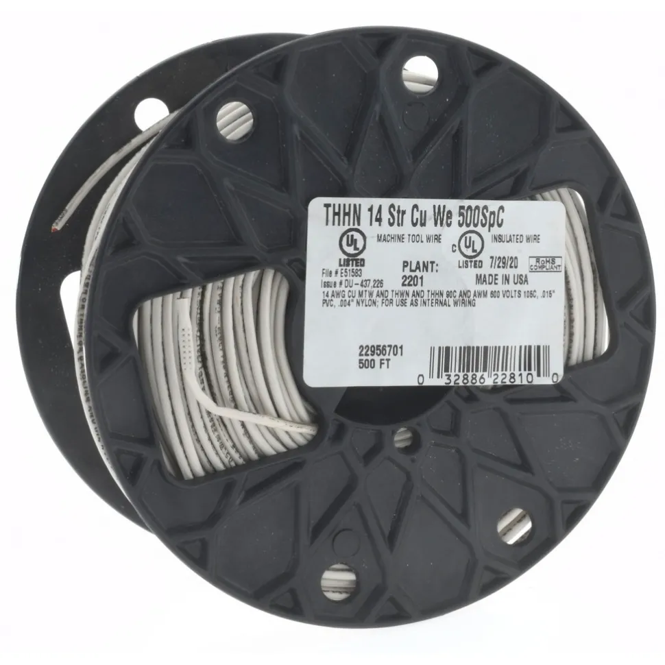 Building Wire: THHN, 14.000 AWG, Nylon, Stranded Core, 500.00' Long
