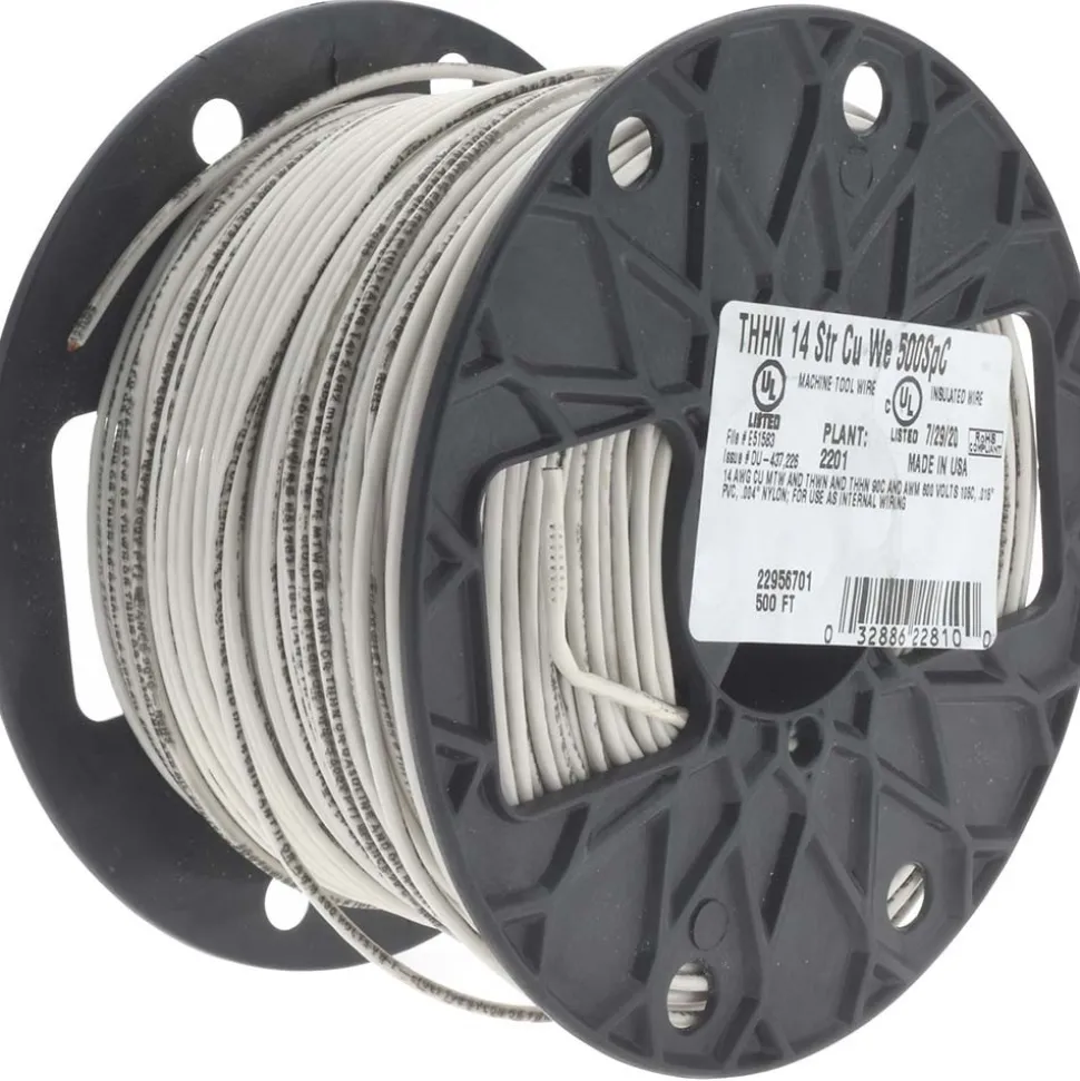 Building Wire: THHN, 14.000 AWG, Nylon, Stranded Core, 500.00' Long