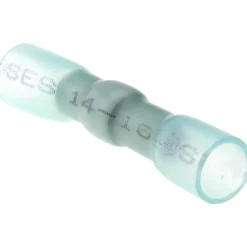 Butt Splice Terminal: Crimp-On, Blue, 16/14 AWG, Heat Shrink & Polyolefin