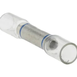 Butt Splice Terminal: Crimp-On, Clear, 16/14 AWG, Fully Insulated, Heat Shrink & Ionic Polymer