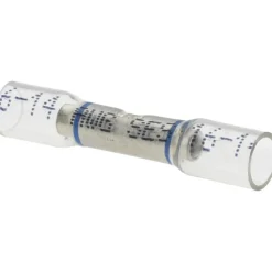 Butt Splice Terminal: Crimp-On, Clear, 16/14 AWG, Fully Insulated, Heat Shrink & Ionic Polymer