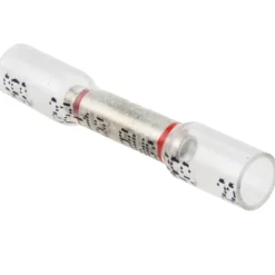 Butt Splice Terminal: Crimp-On, Clear, 22/18 AWG, Fully Insulated, Heat Shrink & Ionic Polymer