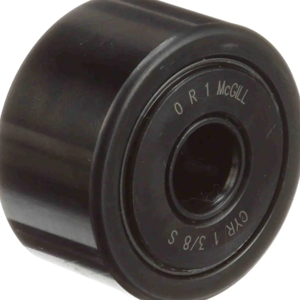 Cam Yoke Roller: Crowned, 0.375" Bore Dia, 1-3/8" Roller Dia, 0.75" Roller Width, Needle Roller Bearing