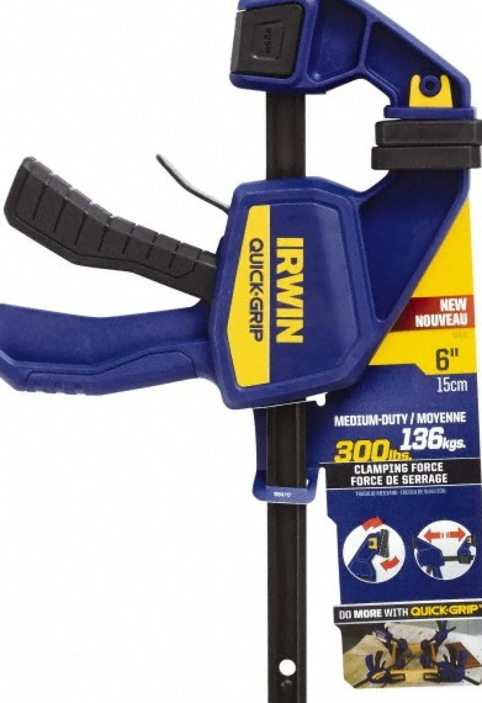 Carbon Steel Bar Clamp: 6" Capacity, 3-3/16" Throat Depth, 300 lb Clamp Pressure