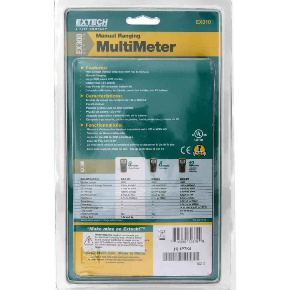 CAT III, Digital & Manual Ranging Multimeter: 600 VAC/VDC