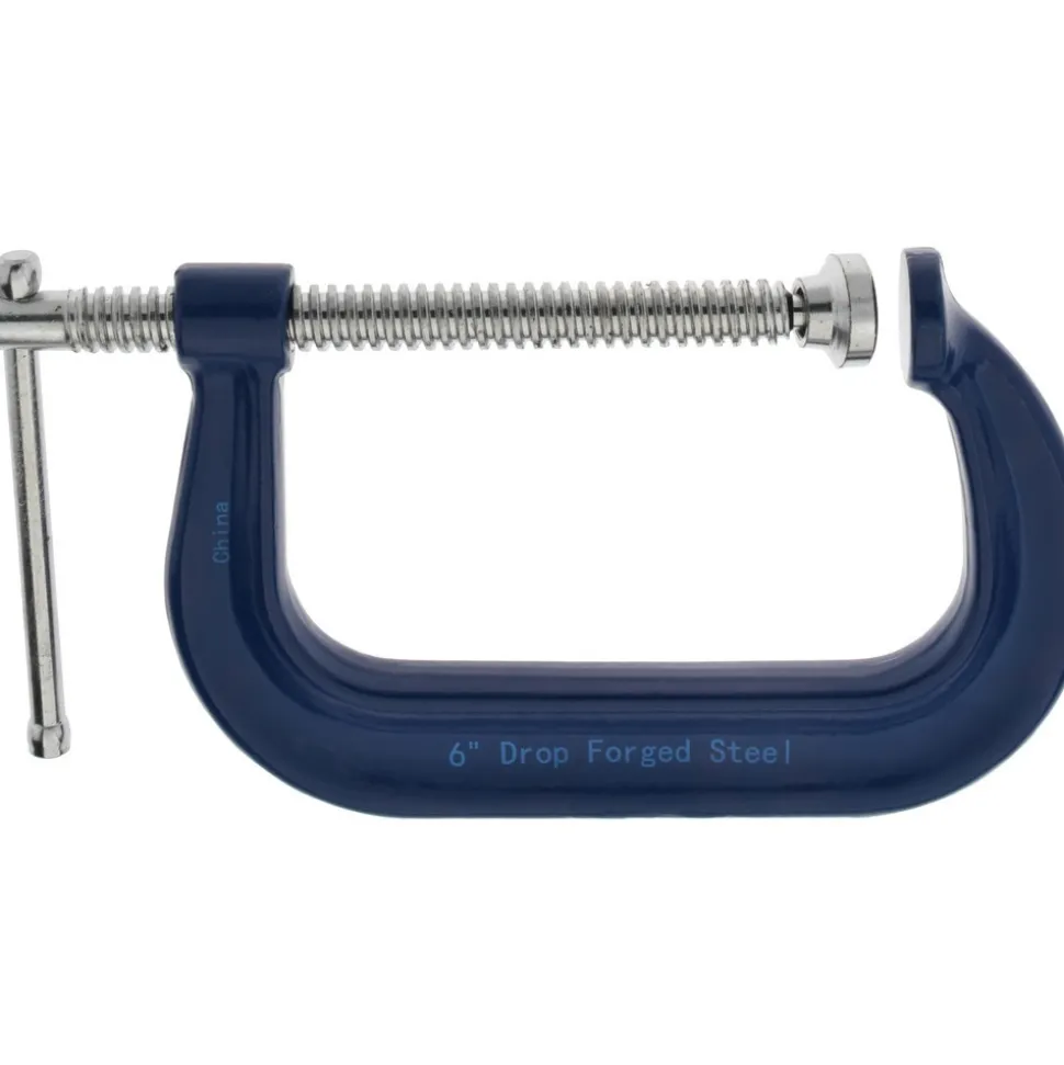 C-Clamp: 6" Max Opening, 4-1/8" Throat Depth, Regular-Duty, Forged Steel Body