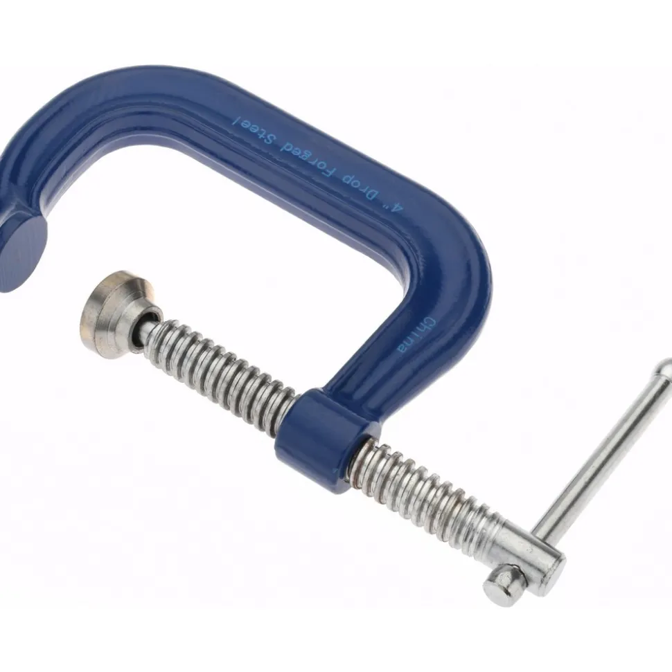 C-Clamp: 4" Max Opening, 3-1/4" Throat Depth, Regular-Duty, Forged Steel Body