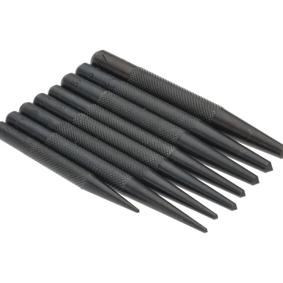 Center Punch Set: 8 Pc, 0.0625 to 0.2188"