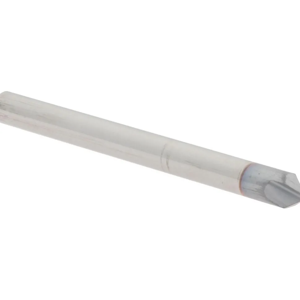 Chamfer Mill: 1/8" Dia, 1/8" Shank Dia, 90.00 deg, 2 Flute, Solid Carbide, Single End