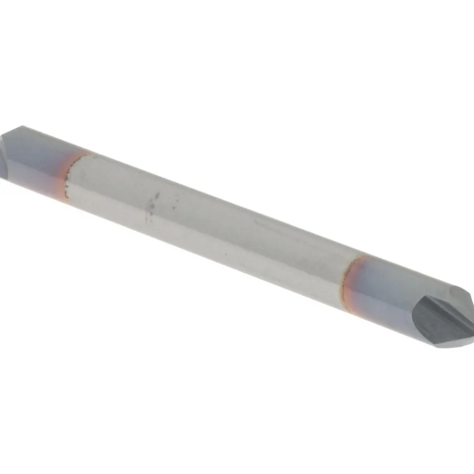 Chamfer Mill: 1/8" Dia, 1/8" Shank Dia, 90.00 deg, 2 Flute, Solid Carbide, Double End