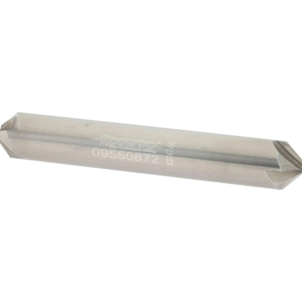 Chamfer Mill: 3/8" Dia, 3/8" Shank Dia, 90.00 deg, 4 Flute, Solid Carbide, Double End