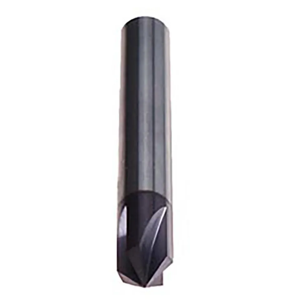 Chamfer Mill: 1/4" Dia, 1/4" Shank Dia, 90.00 deg, 4 Flute, Solid Carbide, Single End