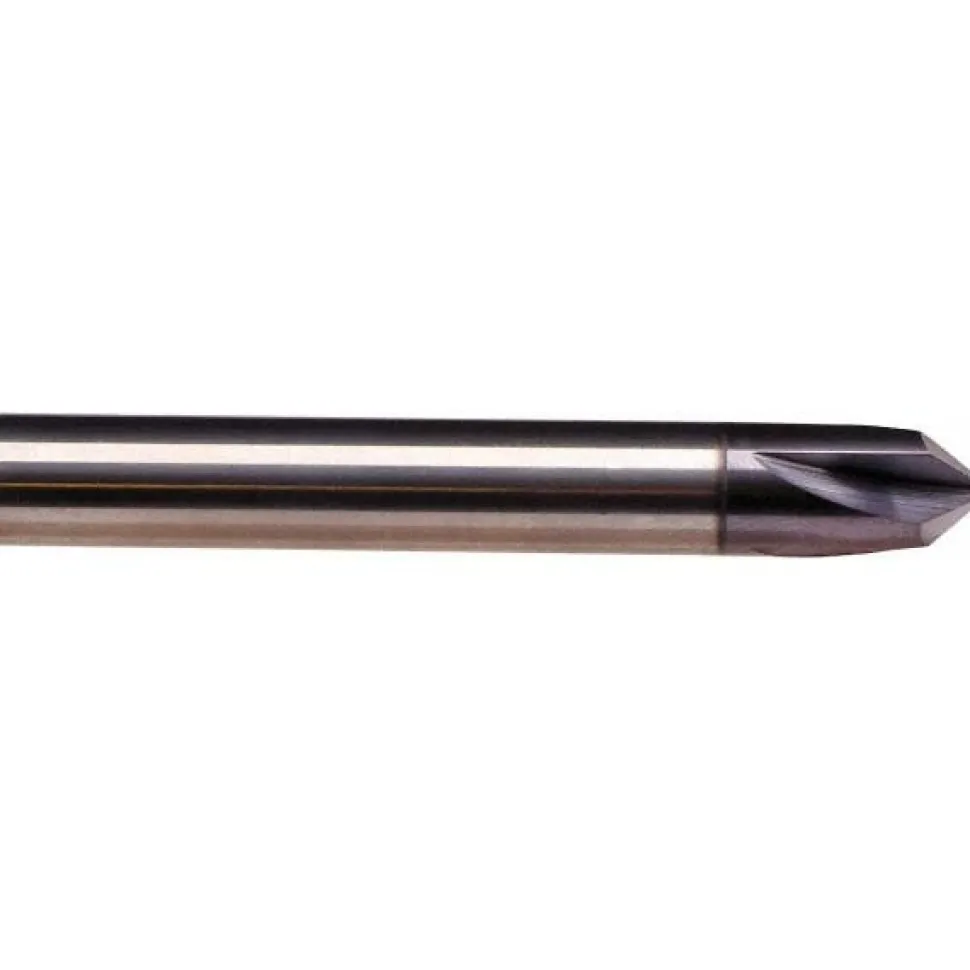 Chamfer Mill: 1/4" Dia, 1/4" Shank Dia, 90.00 deg, 4 Flute, Solid Carbide, Single End