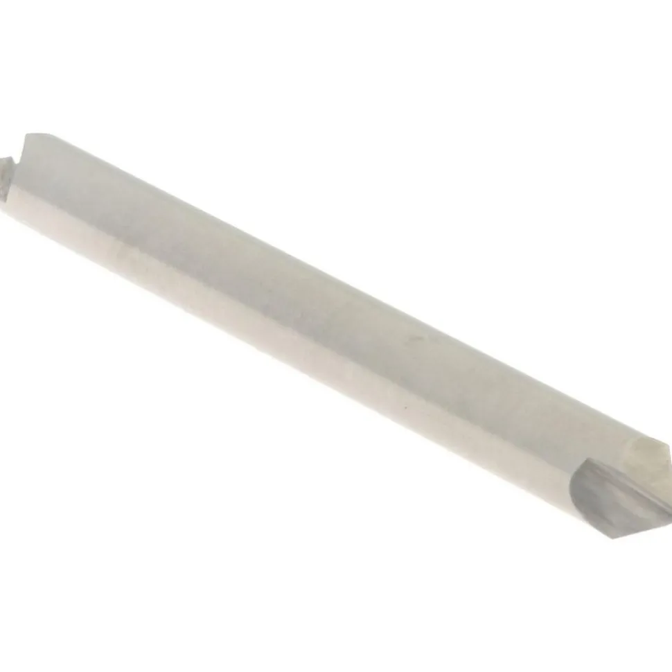 Chamfer Mill: 1/8" Dia, 1/8" Shank Dia, 90.00 deg, 2 Flute, Solid Carbide, Double End