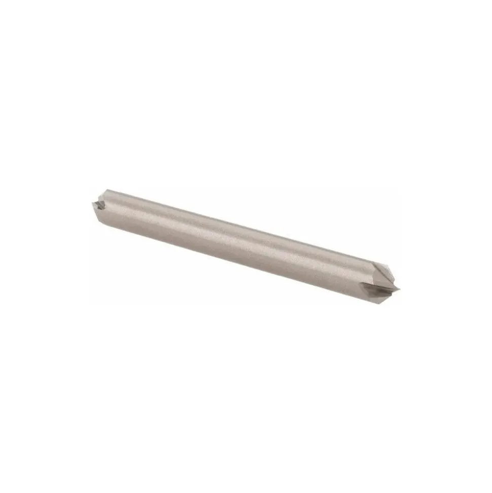 Chamfer Mill: 1/4" Dia, 1/4" Shank Dia, 90.00 deg, 4 Flute, Solid Carbide, Double End
