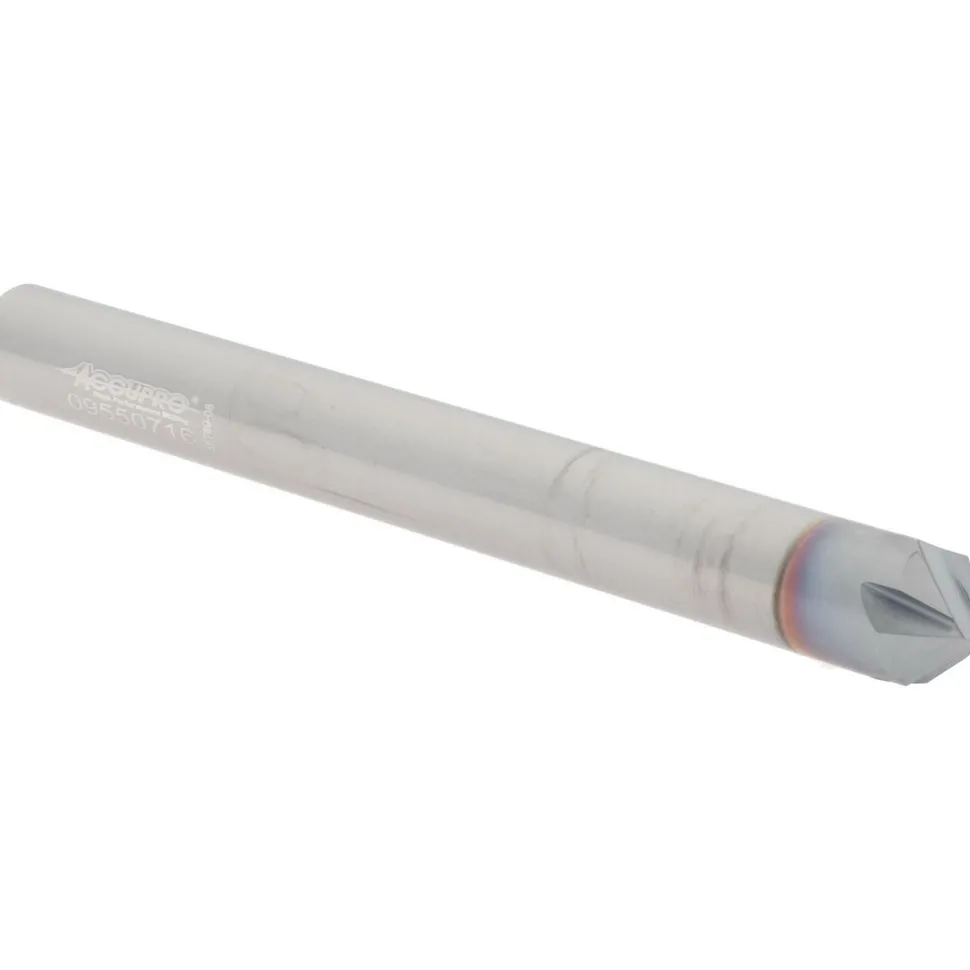 Chamfer Mill: 1/4" Dia, 1/4" Shank Dia, 90.00 deg, 4 Flute, Solid Carbide, Single End
