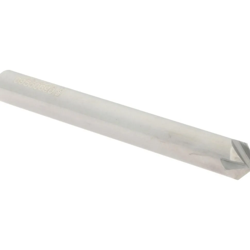 Chamfer Mill: 1/4" Dia, 1/4" Shank Dia, 90.00 deg, 4 Flute, Solid Carbide, Single End